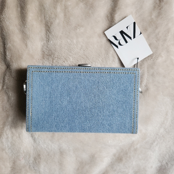 ZARA denim rectangular mini crossbody bag Denim light blue NWT! - Picture 2 of 14